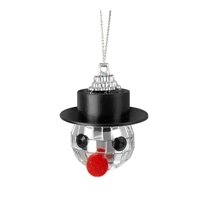 Beautynvta Christmas Snowman Hanging Disco Ball Decorations, Mirror Snowman Hanging Ornaments with String Hats, Disco Ball Decor for Xmas Tree Car Mirror, S