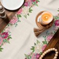 thumbnail image 2 of Pink Flowers Cotton Linen Table Runner for Dining Kitchen, Spring Floral Farmhouse Botanical Rustic Wedding Outdoor Party Tablerunners, Dresser Scarf Coffee Tablecloth Runners 13x108 Inches, 2 of 9