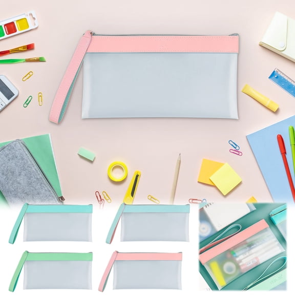 sruoe Pencil Pouch for Binder, Pen Bag Organizer, 3 Ring Pencil Pouches, Transparent Zipper Pouch, Large Capacity Zipper Pen Bag, Office Storage File Bag, Study Pencil Case