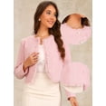 thumbnail image 2 of DARING DIVA Women's Plaid Tweed Cropped Button Up Elegant Work Jackets XS Pink, 2 of 6