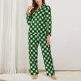 thumbnail image 2 of Pofeuu Green Argyle Plaid Print Womens Pajamas Set Long Sleeve Sleepwear Button Down Nightwear Soft Pj Lounge Sets Button Down Pajamas Women-X-Large, 2 of 7