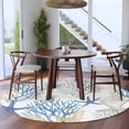 thumbnail image 3 of Summer Blue Coral Round Area Rug 5Ft Washable Circle Rugs for Living Room Bedroom, Coastal Starfish Ocean Nautical Non-Slip Carpet Floor Mats Indoor Outdoor Carpet Runner Aesthetic Home Decor, 3 of 8