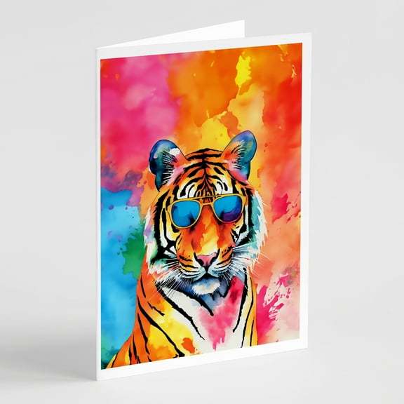 Hippie Animal Bengal Tiger Greeting Cards Pack of 8 7 in x 5 in