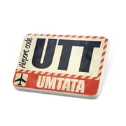 Porcelein Pin Airportcode UTT Umtata Lapel Badge  NEONBLOND