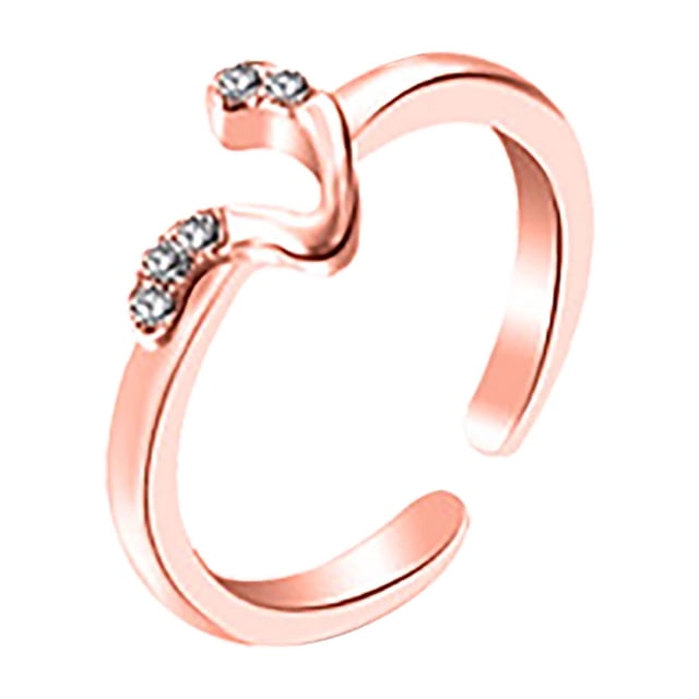 Letter Ring 26 English Letter Art Design Combination Diamond Couple Gift