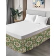 thumbnail image 4 of Green Boho Wrap Around Bed Skirts for King Bed 16" Drop,Bed Skirt with Adjustable Elastic Belt Dust Ruffle Bed Valance for Bedroom Hotel Luxury Farmhouse Tribal Vintage Tribal Texture Bed Frame Cover, 4 of 7