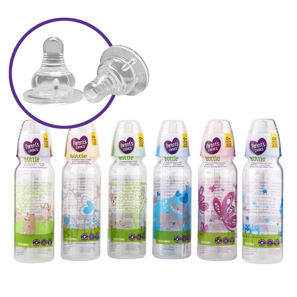 Parent's Choice BPA Free Baby Bottle 9 oz (1 Bottle, Colors may vary