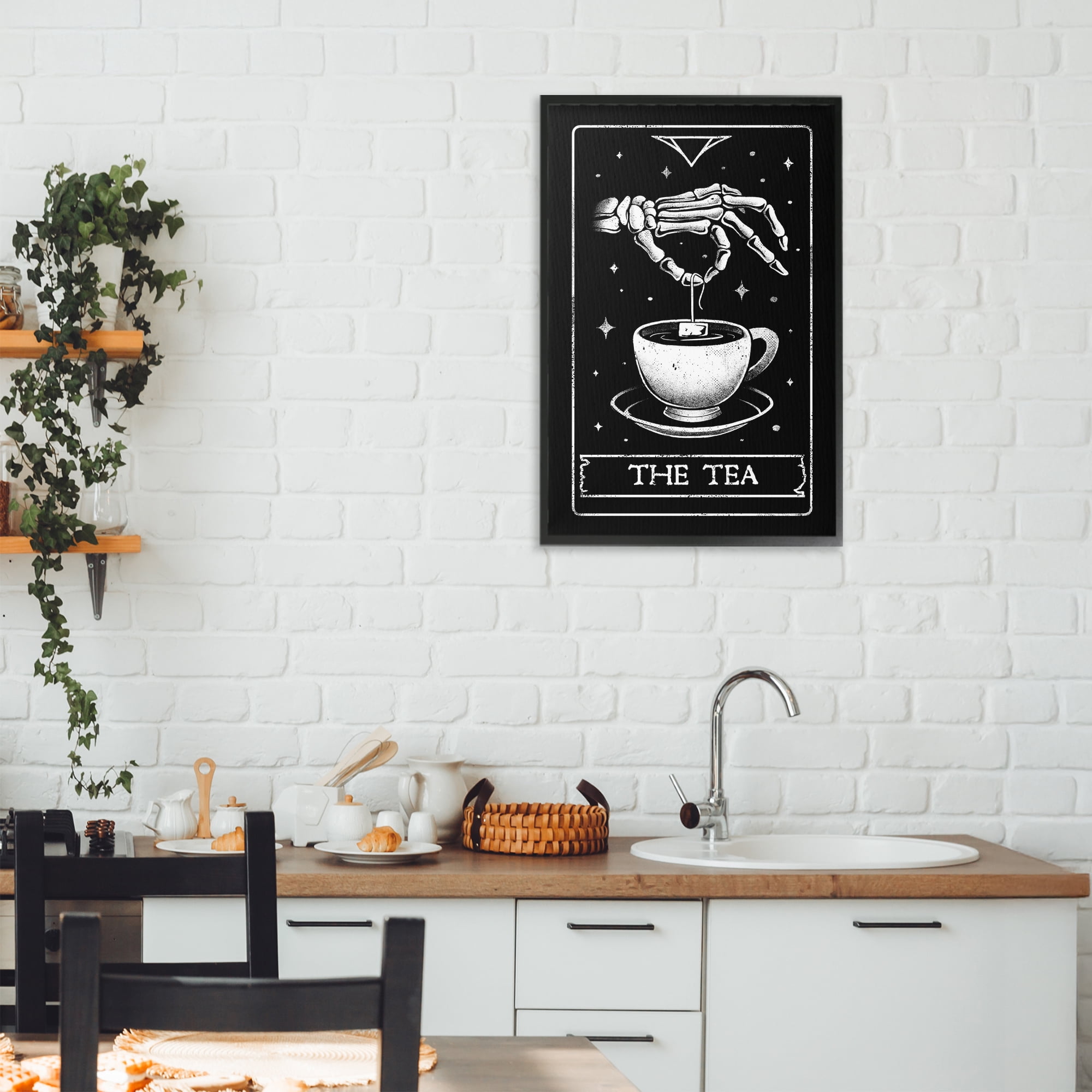 Stupell Industries The Tea Skeleton Tarot Black Framed Giclee Art, design by EduEly Designs
