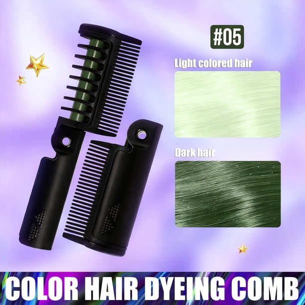 Peine desechable colorido para teñir el cabello, plegable, 12 colores, temporal, 4,2 g, color peludo
