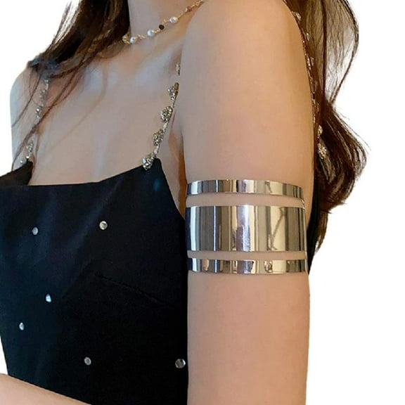 Yokua Upper Arm Cuff Bracelet Adjustable Metal Armband Lady Party Clothing Accessory