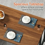 Tribesigns Kitchen Island with 5 Open Shelves, Industrial Dining Island Table with Large Worktop, 43 Inch Butcher Block Island with Storage shelves