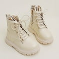thumbnail image 2 of DHFJKG Ankle Boots For Girl Rabbit Ears Design Leather Upper Round Toe Lace Up Lug Sole Non- Boot With Side Zipper For Little Big Kids Trendy Shoes, 2 of 7