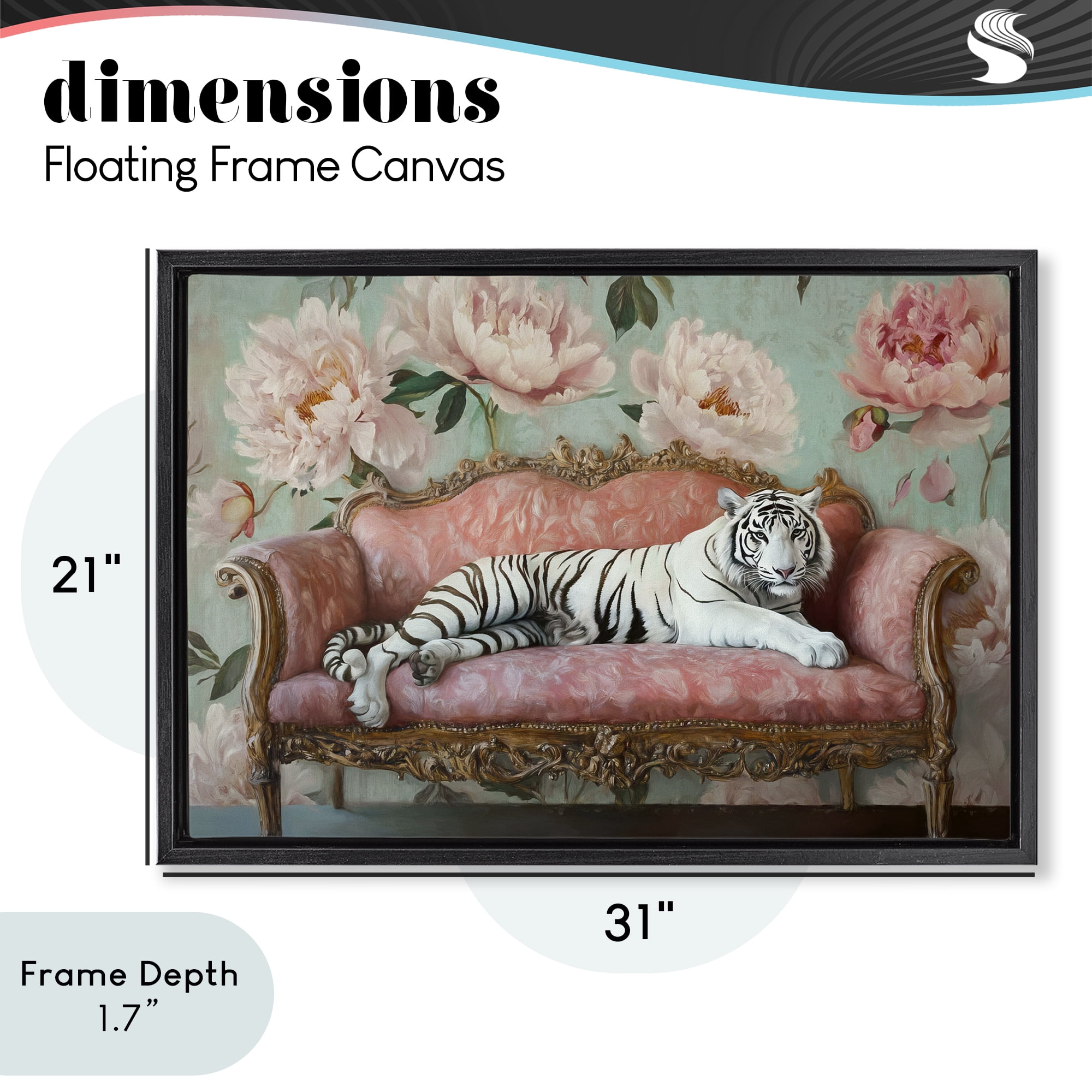 Stupell Industries Where The Tiger Dreams Black Framed Floater Canvas Wall Art, design by Tina LeCour