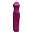 thumbnail image 2 of CAICJ98 Grande Taille Robes Femmes Sans Manches V Cou Split Soirée Longue Robe Argent L, 2 of 5