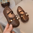 thumbnail image 2 of Viluyesy Girls' Spring Summer Flat Leather Shoes - Soft Sole Bowknot Casual Dress School Party Mary Jane Pumps Brown Size 7, 2 of 8