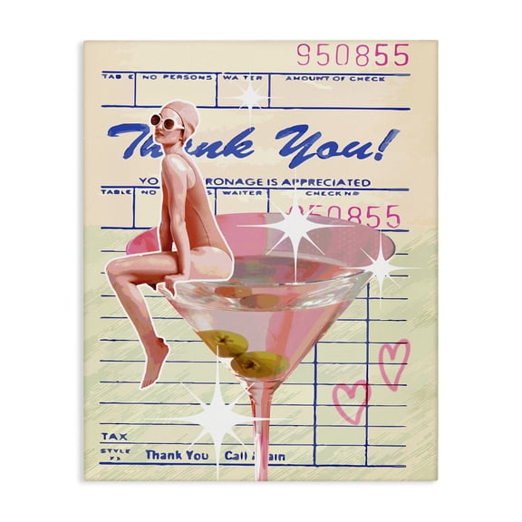 Stupell Industries Retro Vintage Restaurant Check People Painting Wrapped Canvas Canvas Art Print Wall Art, 16 x 20