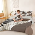 thumbnail image 3 of Castle Fairy Minimalist Brown Circle Twin Bedding Sets 7-Piece for Women, Line Art Leaves Bedding Comforter Set for Bedroom, Beige and White,Grey Reversible, 3 of 7