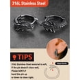 thumbnail image 5 of FaithHeart Dragon Earrings for Men Stainless Steel Punk Rock Biker Hoop Earrings Silver Round Huggie Stud Earrings Jewelry Gift for Boyfriend Husband Valentine's Day, 5 of 11