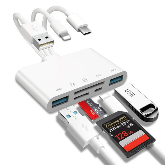 5-in-1 Memory Card Reader, SD Card Reader for Phone, Supports SD/Micro SD/SDHC/SDXC/MMC Plug and Play