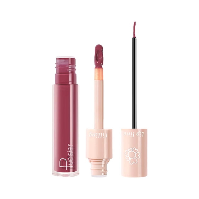 Liquid Lipstick Lipstick And Lip Liner Set, Two-In-One Matte Long-Lasting High Color Liquid Lip Gloss And Smooth Lip Liner Makeup 4ml