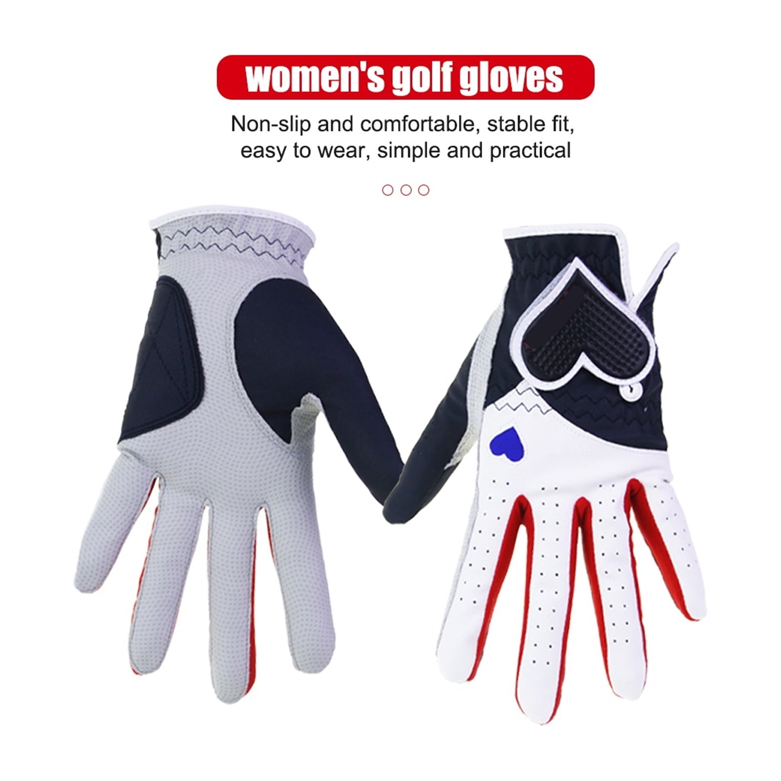 1 Pair Women's PU Leather Golf Gloves,Micro Soft Fiber Breathable Gloves