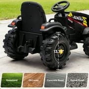 Hikiddo 24 Volt Ride on Toys, Kids Electric Ride On Tractor with Trailer -Black