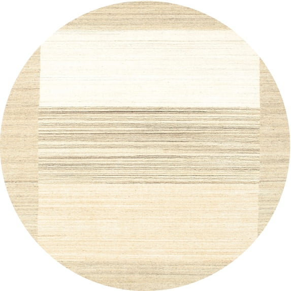 Ahgly Company Machine Washable Indoor Round Contemporary Parchment Beige Area Rugs, 4' Round