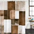 thumbnail image 3 of Brown Geometric Waterproof Fabric Shower Curtain,Vintage Oil Painting Contemporary Waterproof Fabric Shower Curtain for Bathroom Curtains Bathtubs Hotel Shower Curtains with 12 Hooks Extra Long 72x96, 3 of 8