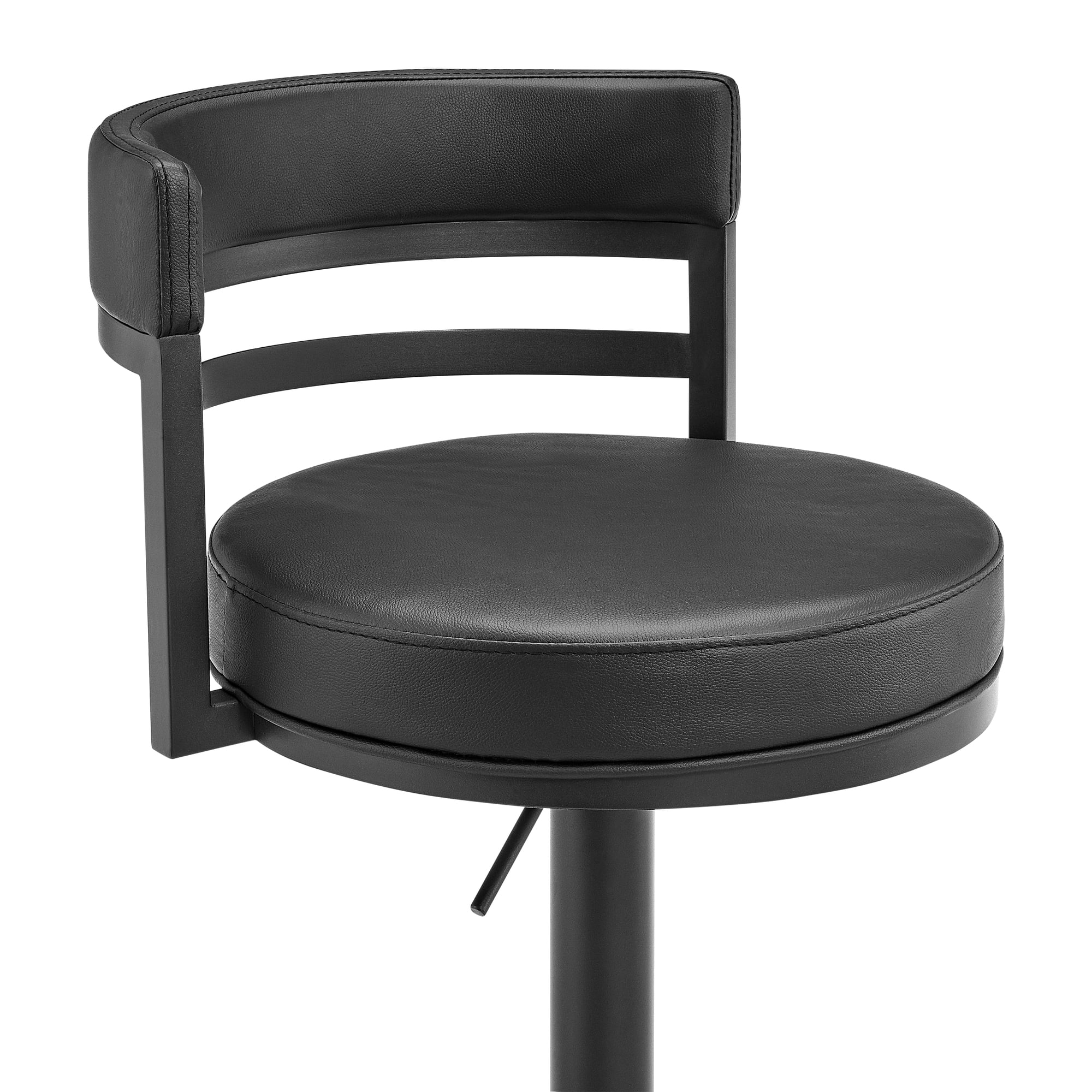 Judi Modern Industrial Swivel Metal Adjustable Height Barstool With Faux Leather Seat