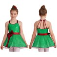 thumbnail image 3 of Vestido de baile de elfo de Navidad para niñas, leotardo de Ballet, traje de patinaje, espalda con tiras, lentejuelas brillantes, vestido de tutú de Ballet con lazo, 3 of 5