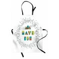 thumbnail image 1 of Quote Apron Have Fun Motivational Inspirational Words with Geometric Details Print, Unisex Kitchen Bib Apron with Adjustable Neck for Cooking Baking Gardening, Pink Green Blue and Black, by Ambesonne, 1 of 3