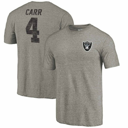 Derek Carr Oakland Raiders NFL Pro Line by Fanatics Branded Icon Tri-Blend Player Name & Number T-Shirt - Heathered