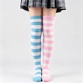 thumbnail image 2 of Yuanlong Womens Thigh-High Socks Striped Mismatched Socks Over The Knee Stylish Casual Halloween Hosiery, 2 of 4
