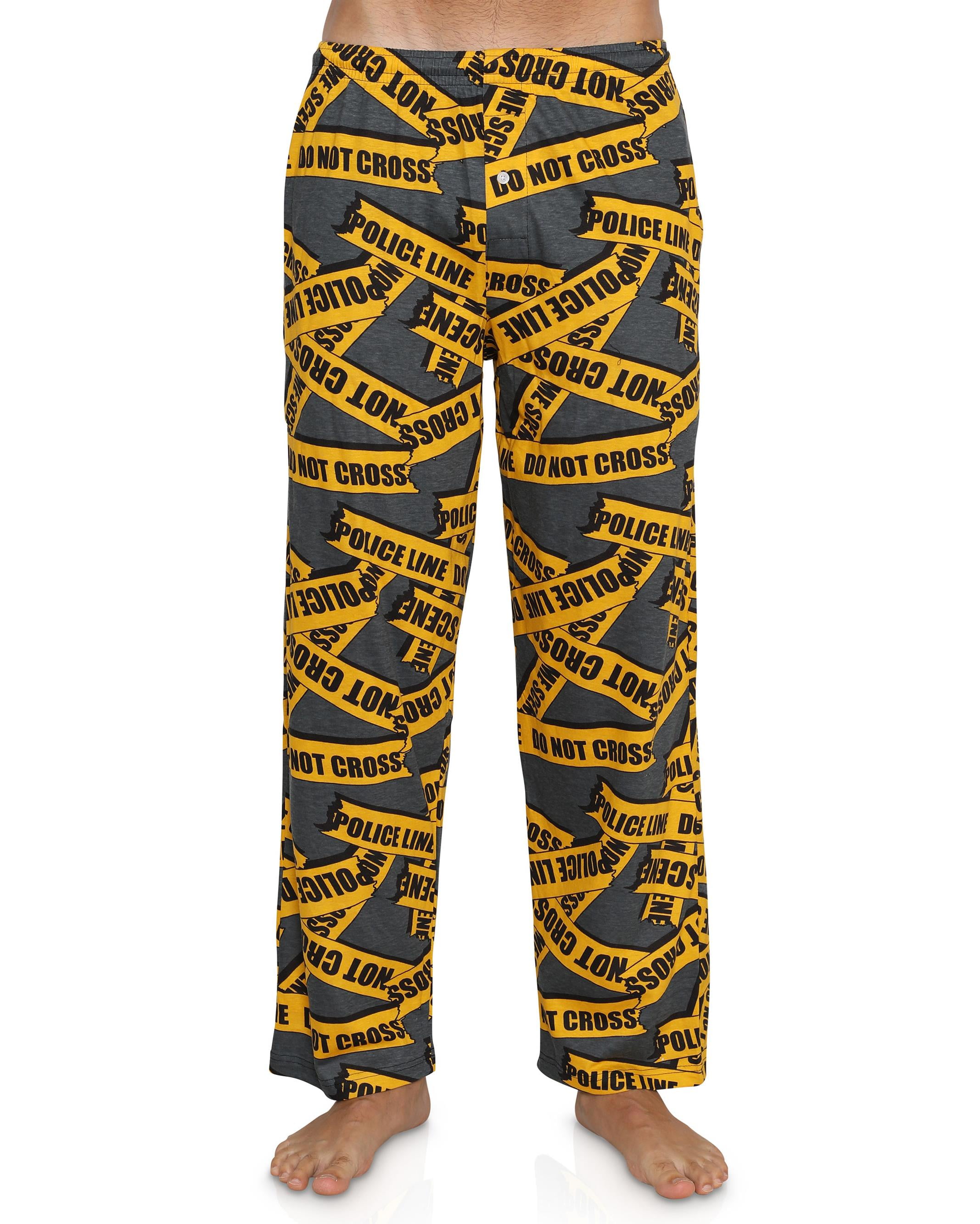 Fun Boxers Mens Fun Pants Lounge Pajama Pants Boxers Adult Sleepwear, Police Line, Size Large