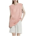 thumbnail image 1 of Gilet Sans Manches pour Femmes, Tissu Tricoté en Polyester, Encolure Ronde, Haut Décontracté Léger, Couleur Noire, Taille M, 1 of 3