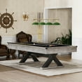 thumbnail image 6 of HomeMindful Modern Pool Table with X-Base, 84" Pool Table with Billiard Balls, Cues, Pool Cue Chalk, Cleaning Brush, X-Legs, Black Cloth, Rustic Grey,84.1" L x 46.5" W x 32" H, 6 of 9