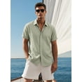 thumbnail image 5 of RICHCOIN Men's Linen Shirts Short Sleeve Casual Shirts Button Down Shirt for Men Summer Beach Wedding Dress Shirt, 5 of 7