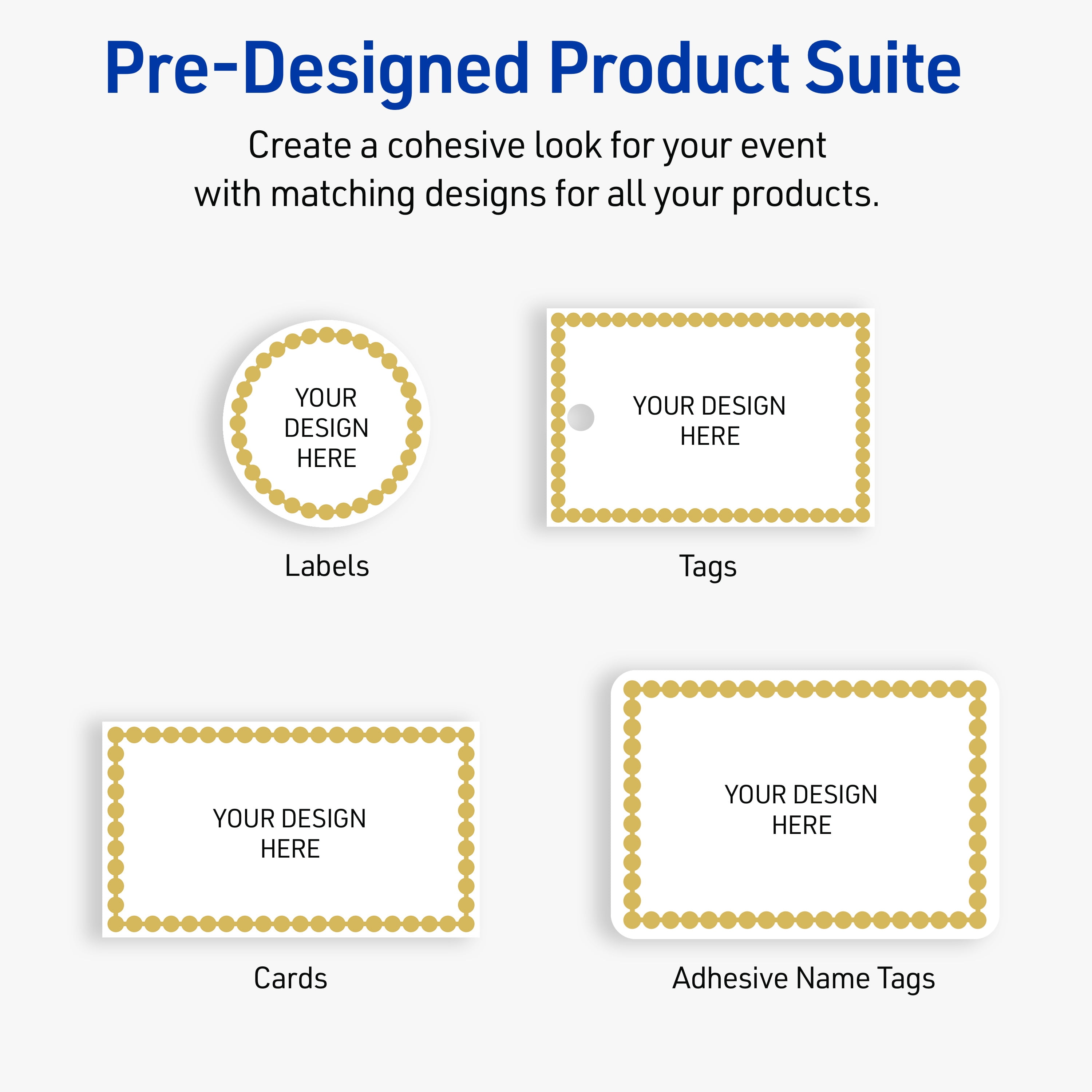 Avery Cardstock, 8.5" x 11", Matte White, Gold Beads