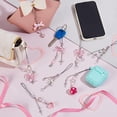 thumbnail image 4 of 8 colgantes para teléfono con forma de estrella de metal plateado, correa para móvil, corazón acrílico rosa, decorativos, colgantes para llavero., 4 of 5