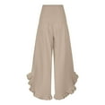thumbnail image 5 of EDFBUYKRS Female Women Pants Casual Pants for Women Jeans Flare Women Linen Pants Summer Wide Leg Pants Smocked Waist Ruffle Hem Palazzo Pants Boho Flowy Beach Pants with Pocket Xxl, 5 of 8