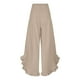 thumbnail image 4 of WILLBEST Pantalones Casuales Bohemios Holgados para Mujer, con Pierna Ancha, Cintura Fruncida, Dobladillo con Volantes, Palazzo con Bolsillos para Playa de Verano. Mediana, 4 of 7
