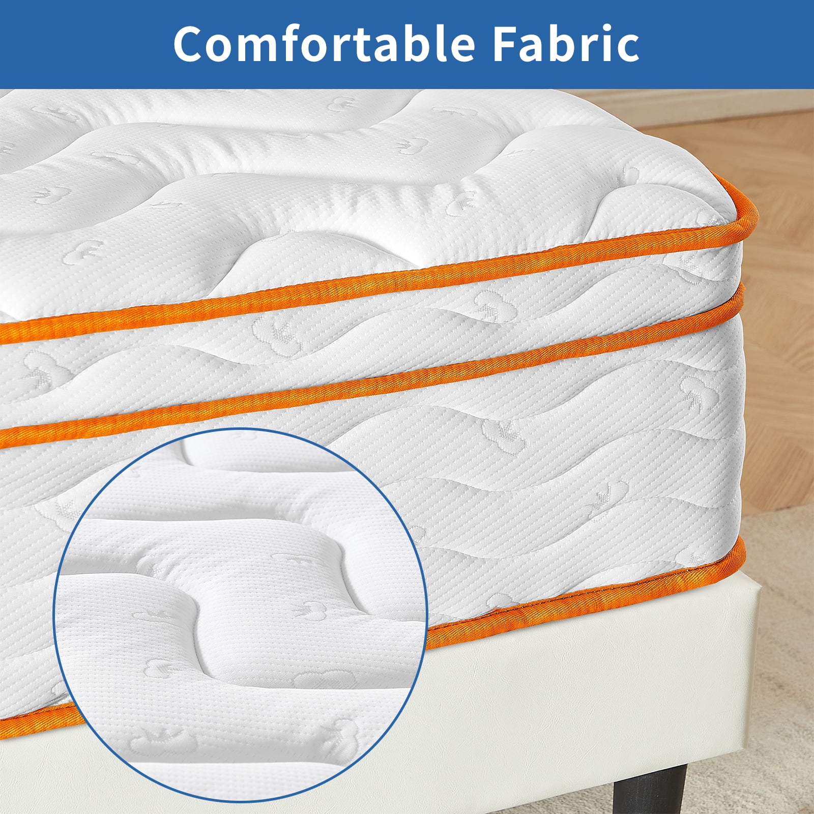 12" Spring Full Mattress Medium Firm, Hybrid Mattress with Removable Cover, Pressure Relief Foam Mattress, CertiPUR-US Certified, White