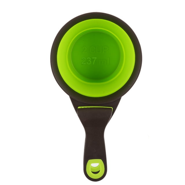 Pet Food Spoon Folding Dog Cat Sealing Clip Portable Silicone Measuring Scoop GreenM
