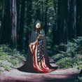 thumbnail image 5 of Honeii American Flag Print Poncho Cape, Cloak Coat, Snuggly Hooded Wearable Blanket, Hooded Cape For Teenagers,Halloween Costumes-Large, 5 of 7