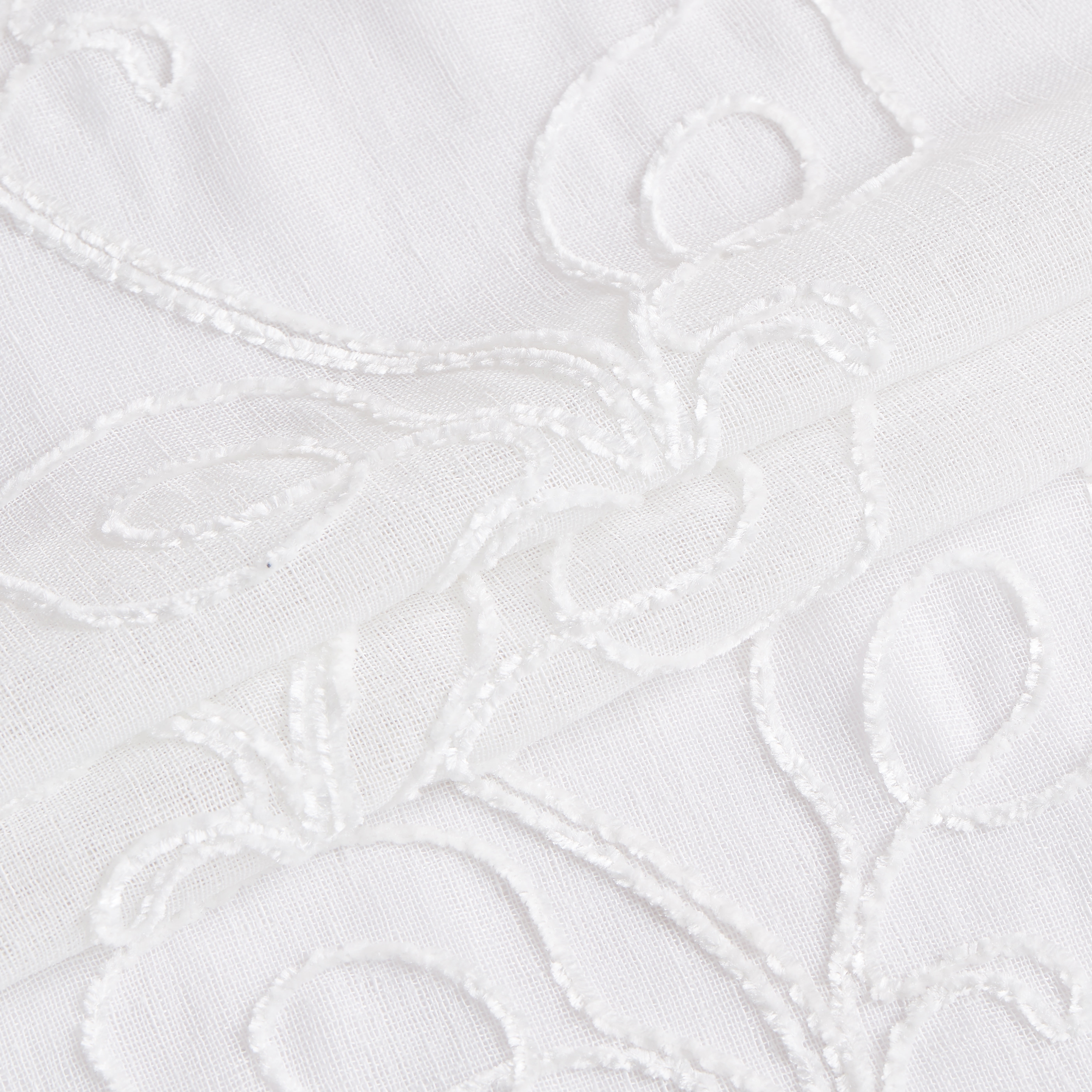 Dainty Home Stella 3D Floral Chenille Embroidered Solid Sheer 76" x 84" Window Curtain Panel Pair in White