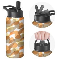 Camouflage Insulated Stainless Steel Water Bottle with Straw & Cleaning Brush – 18/32/40 Oz | Leakproof, BPA-Free, 304 Stainless Steel, Wide Mouth, Travel Mug for Car, Gym, Office