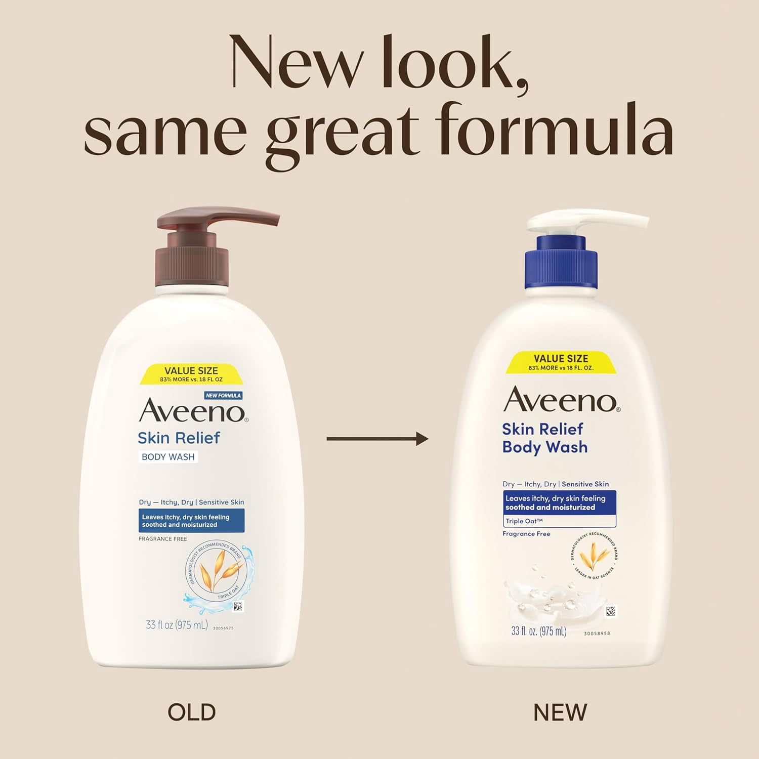 Aveeno Skin Relief Moisturizing Body Wash, Fragrance Free Shower Gel, 33 oz