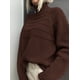 thumbnail image 3 of Suéter PRETTYGARDEN Cuello Alto Tejido Grueso Marrón M, 3 of 6