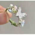 thumbnail image 1 of Anillo de flores de mariposa exquisita estilo vintage de cuerda verde tejido de dedo ajustable joyería elegante para mujeres, 1 of 5