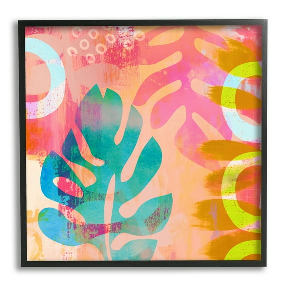 Stupell Industries Bold Plant Leaf Shapes Botanical & Floral Painting Black Framed Art Print Wall Art, 12 x 12